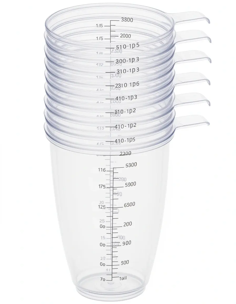 Juego de tazas medidoras transparentes con marcas de precisión