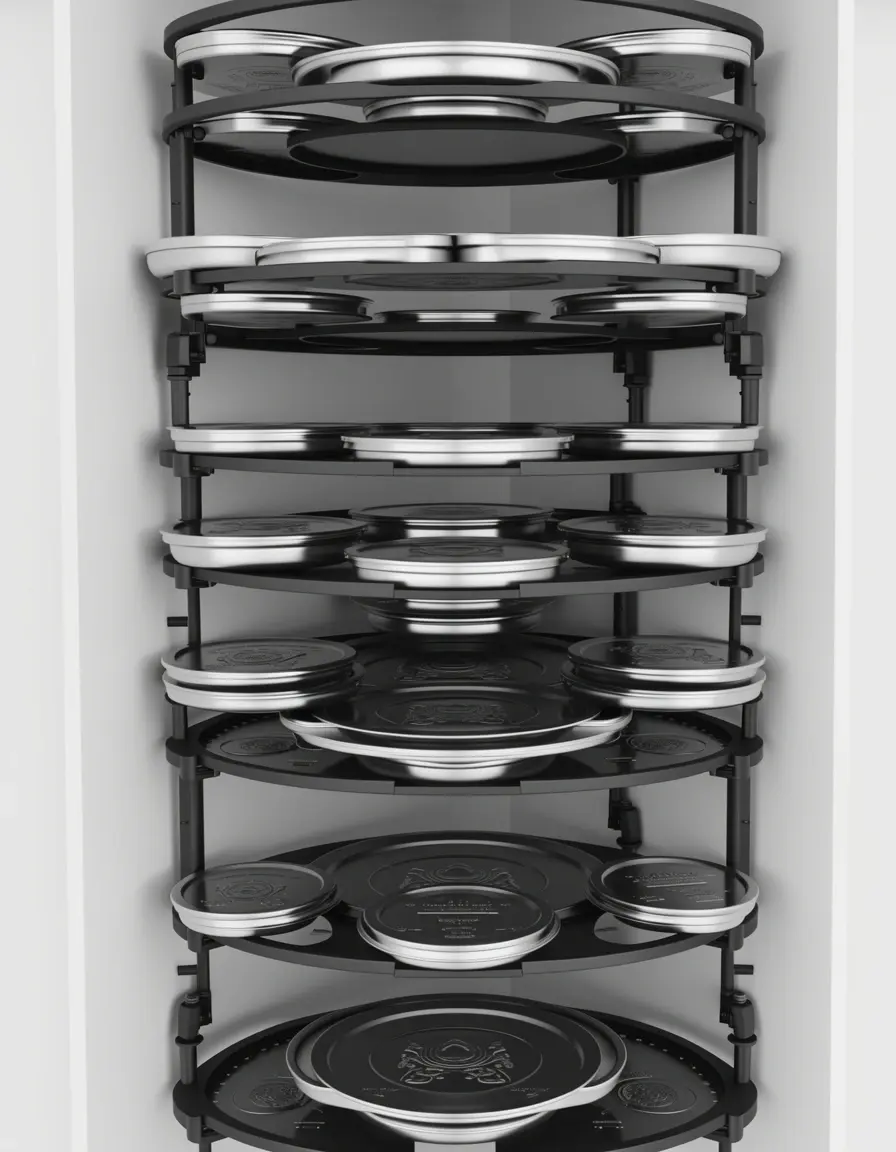 Organizador de tapas de ollas ajustable para armarios de cocina