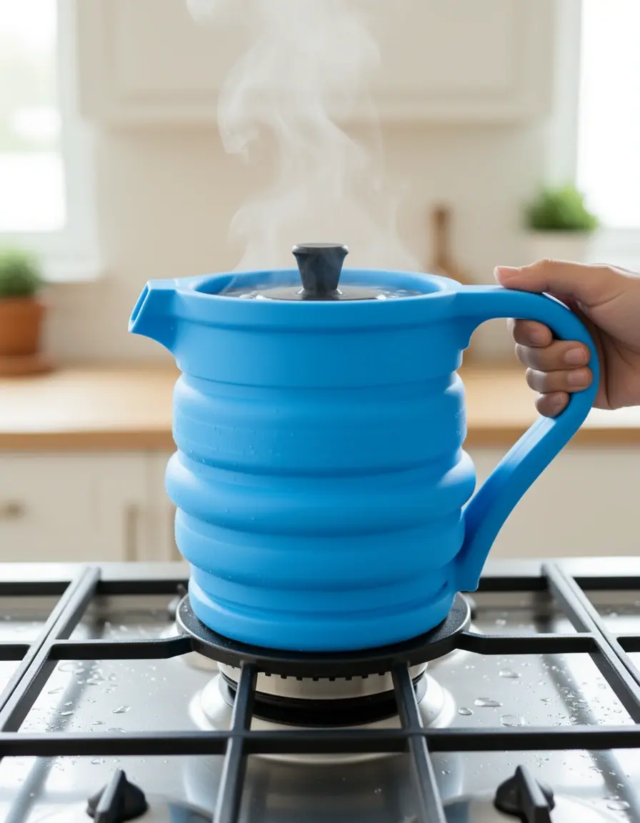 Hervidor de silicona plegable hirviendo agua para cocina camping