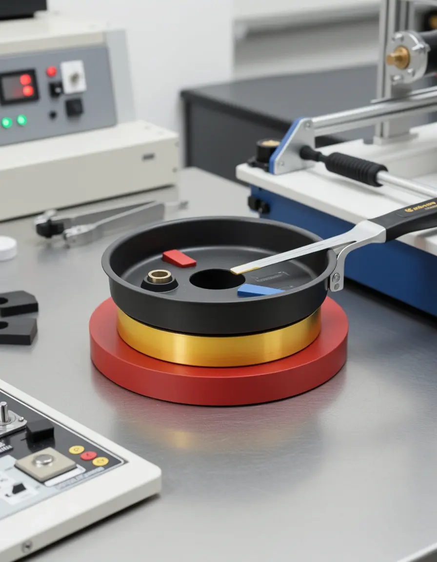 Prueba de imán en la base de una sartén para comprobar compatibilidad