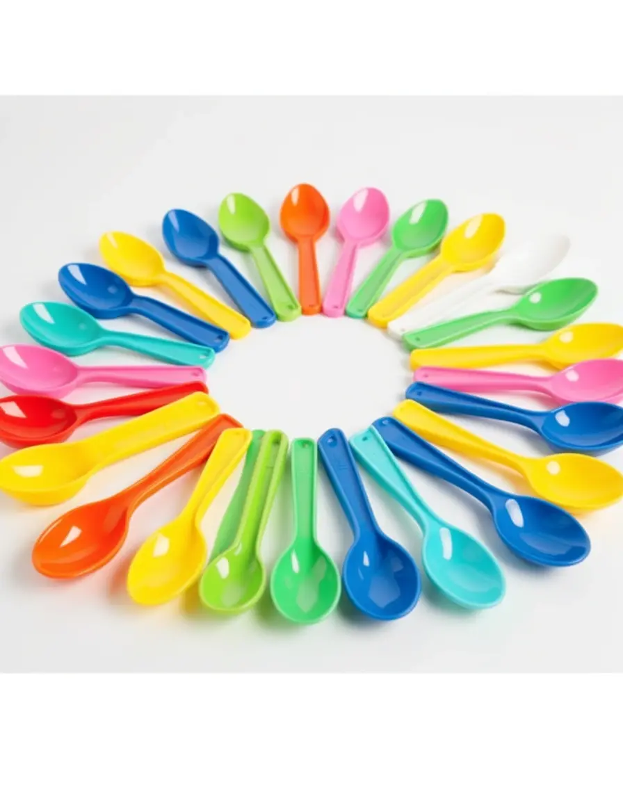 Cucharas medidoras de plástico de colores vibrantes para ingredientes secos y líquidos
