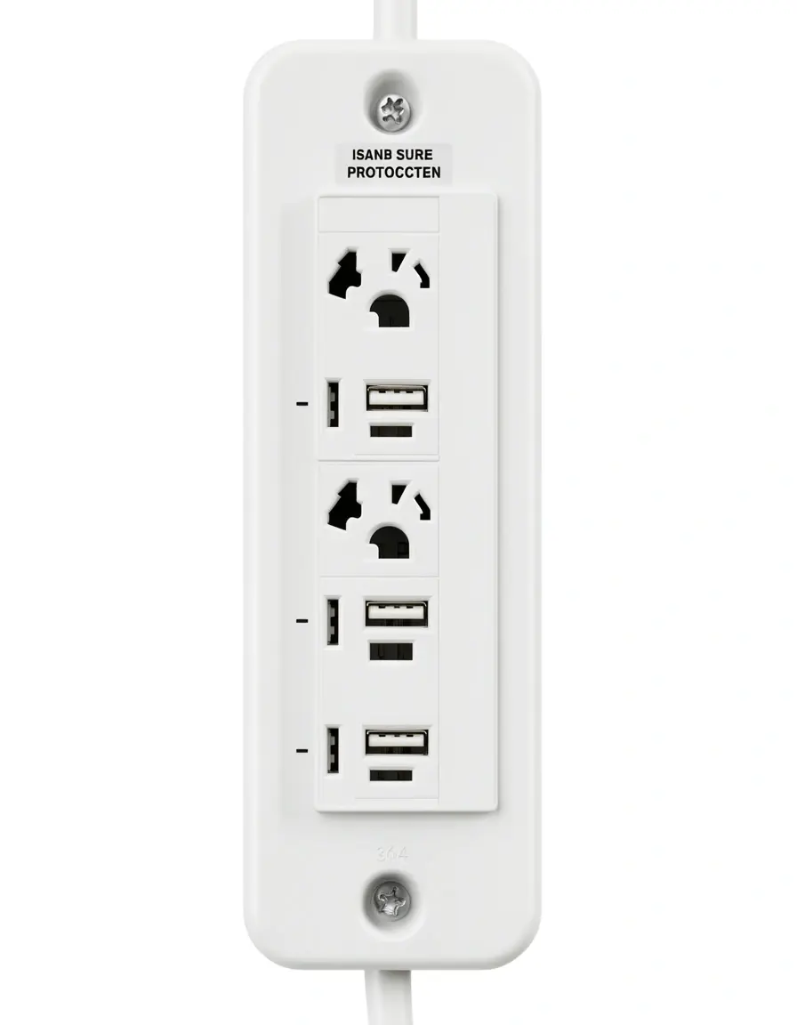 Regleta de enchufes para isla cocina con puertos USB y protección contra sobretensiones