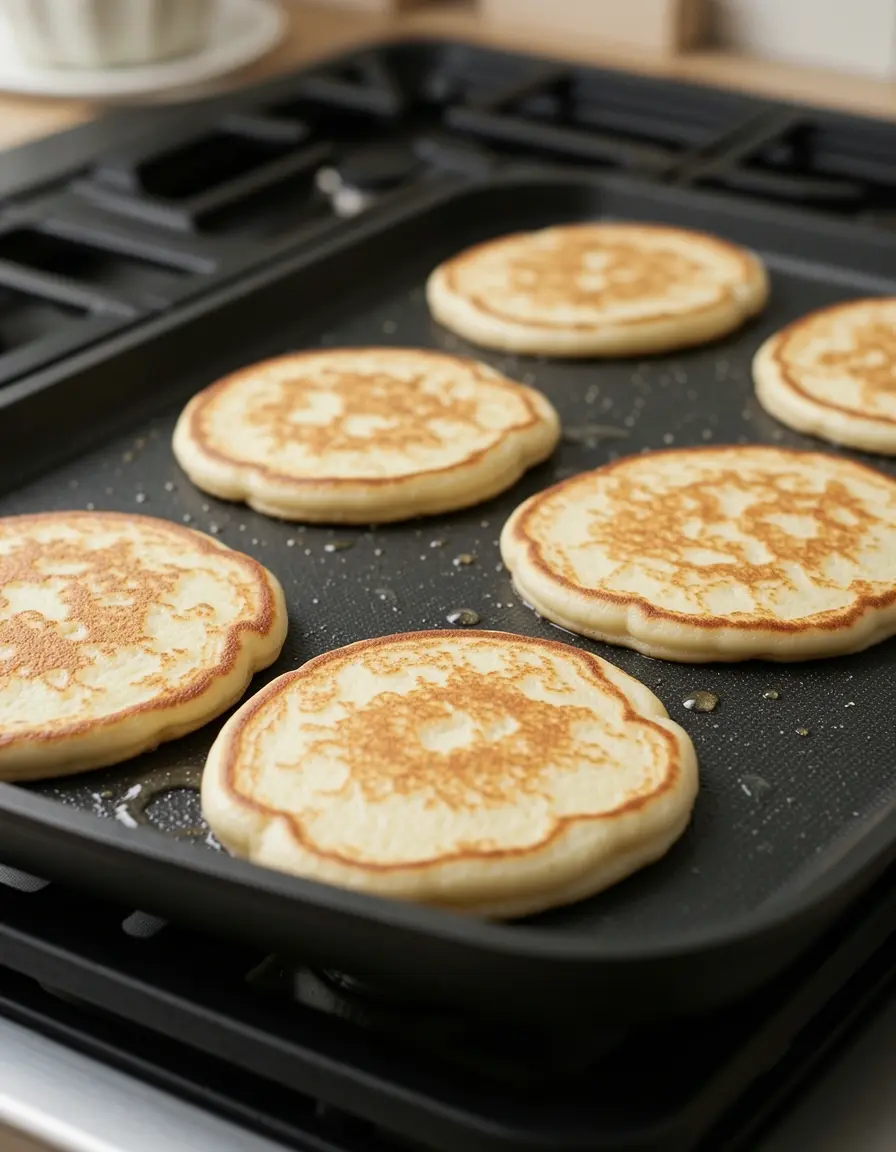 Plancha eléctrica antiadherente cocinando tortitas