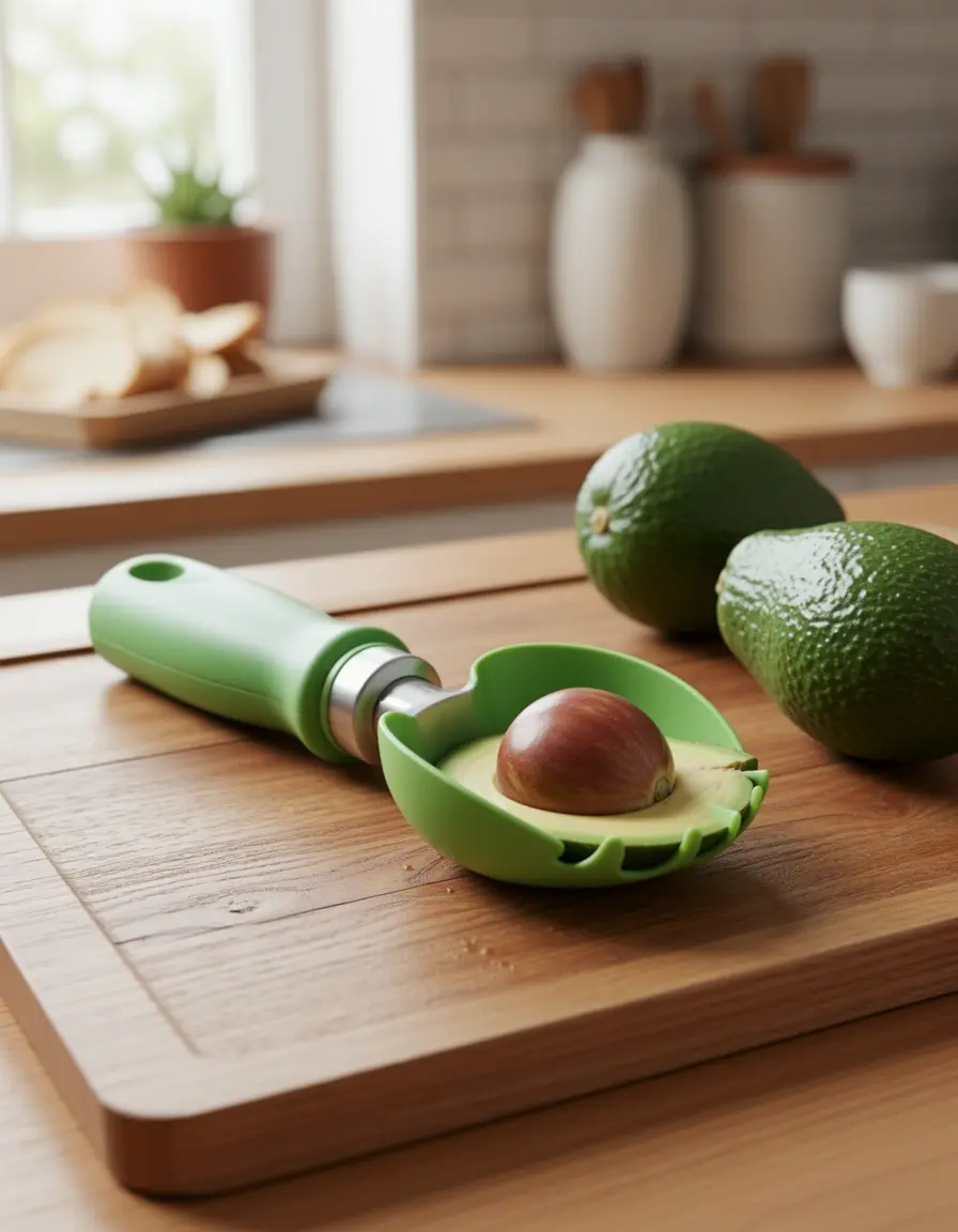 Cortador de aguacate 3 en 1 en acción