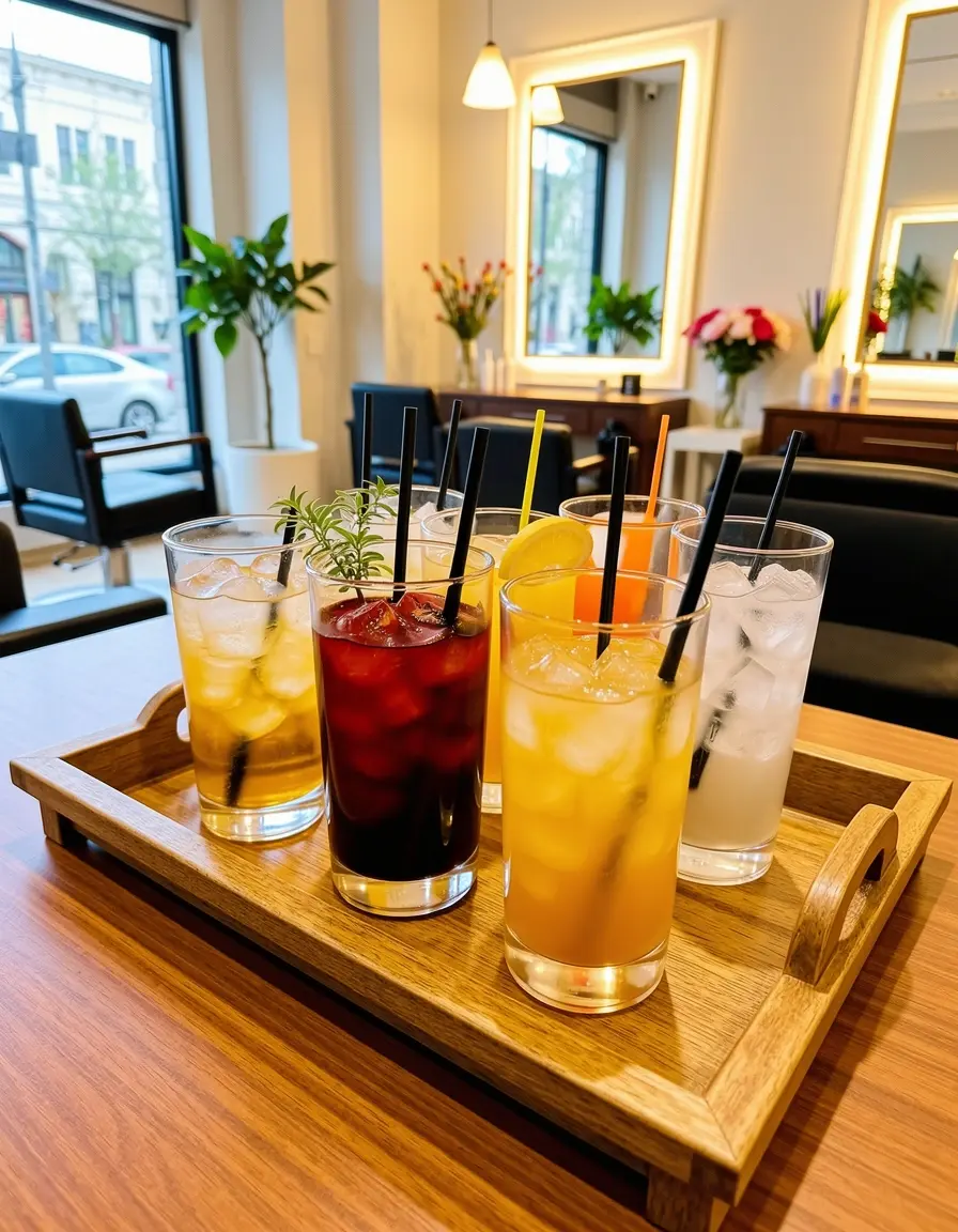 Bandeja de madera grande llevando bebidas al salón