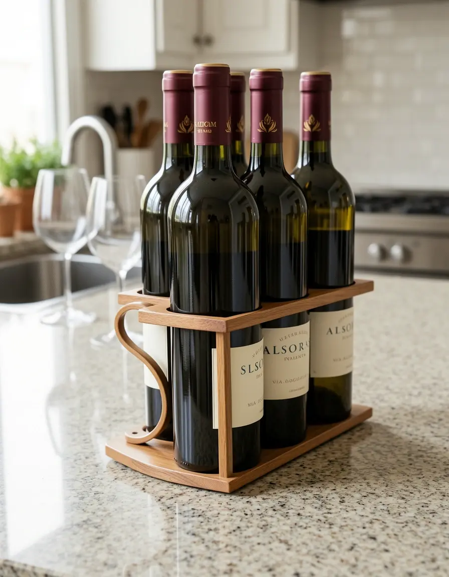 Soporte para botellas de vino compacto para encimera