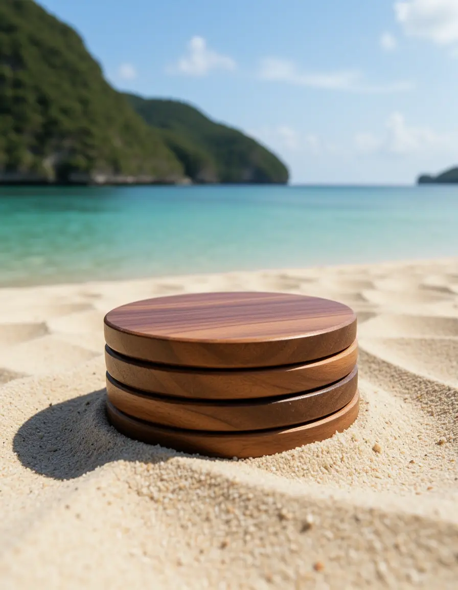 Set de posavasos de madera para proteger la isla
