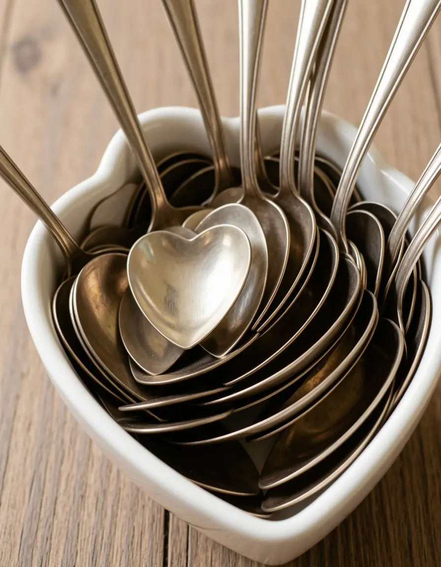 Cucharas medidoras de acero inoxidable con forma de corazón