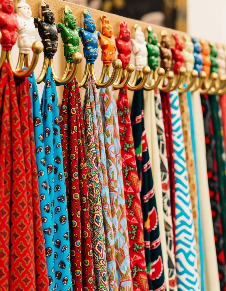 Ganchos decorativos para cortinas con detalles vibrantes