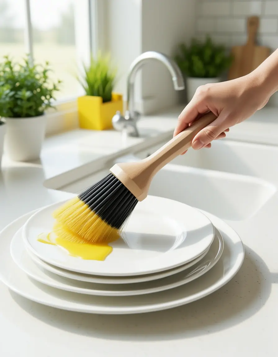 Cepillo de limpieza para platos con mango extendido