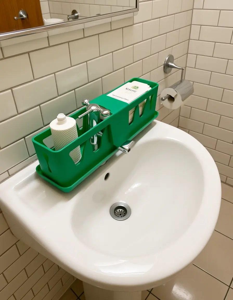 Organizador de fregadero tipo caddy instalado en el grifo