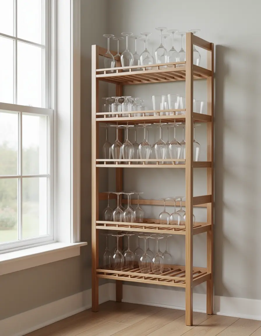 Soporte para copas bajo la isla de cocina