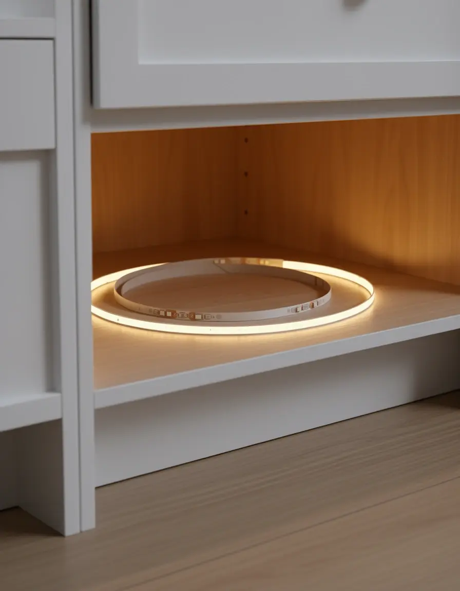 Under Cabinet LED Strip iluminando encimera de cocina