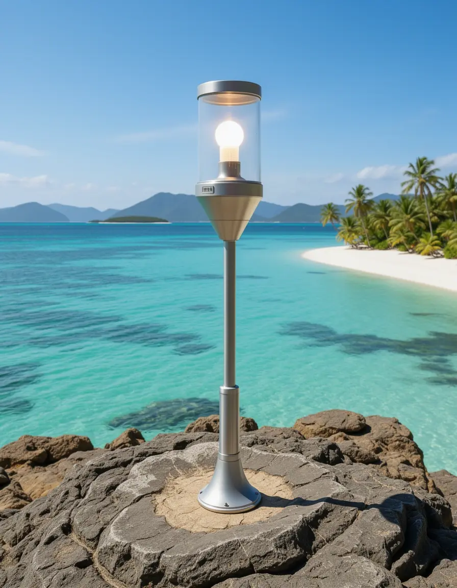 Battery Lamp Portable sobre una isla de cocina de mármol