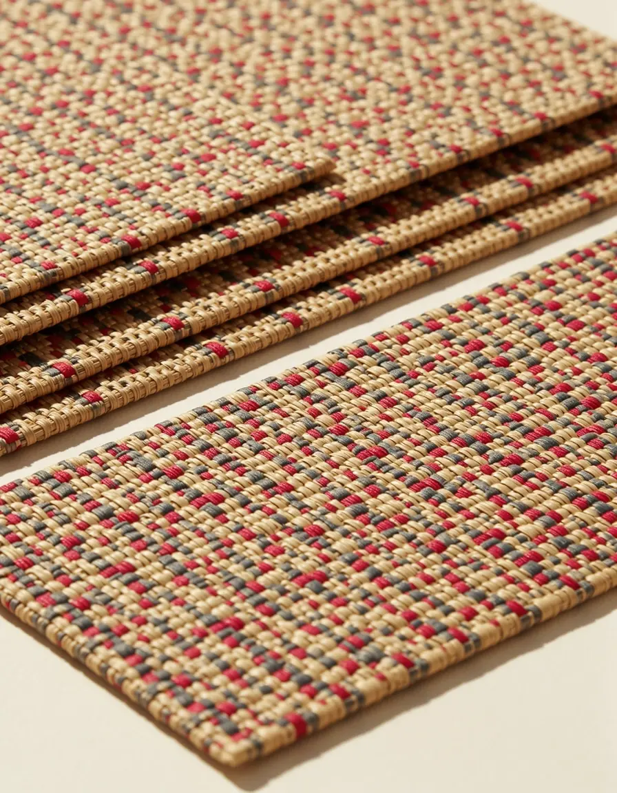 Set de manteles individuales tejidos con patrones coloridos para mesa cocina