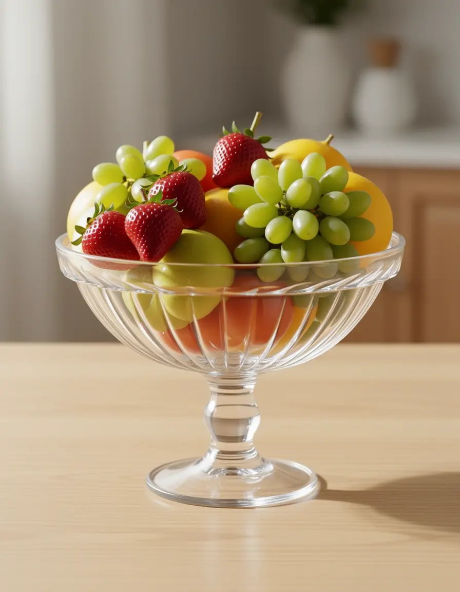 Bol de cristal elegante para centro de mesa de cocina