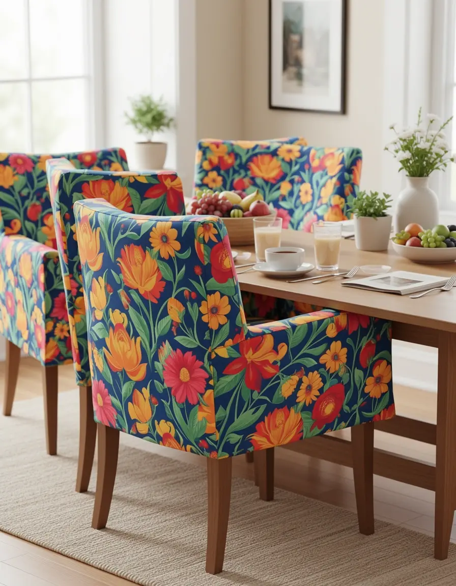 Fundas lavables Seat Cover Set de colores vibrantes en sillas de cocina
