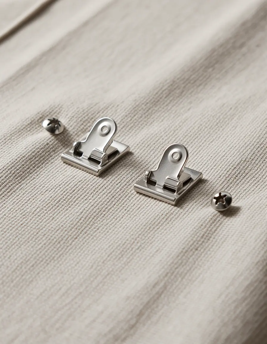Clips metálicos Tablecloth Clips sujetando un mantel a la mesa