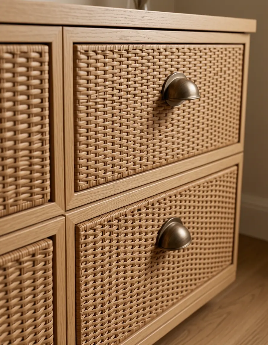 Cajones de mimbre tipo cesta para muebles auxiliares