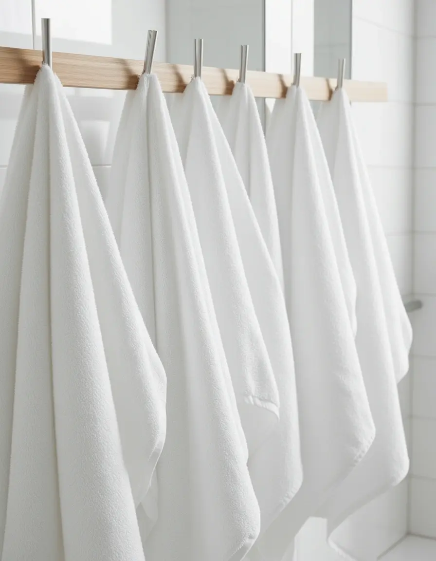 Paños de cocina de algodón absorbente colgados con textura detallada