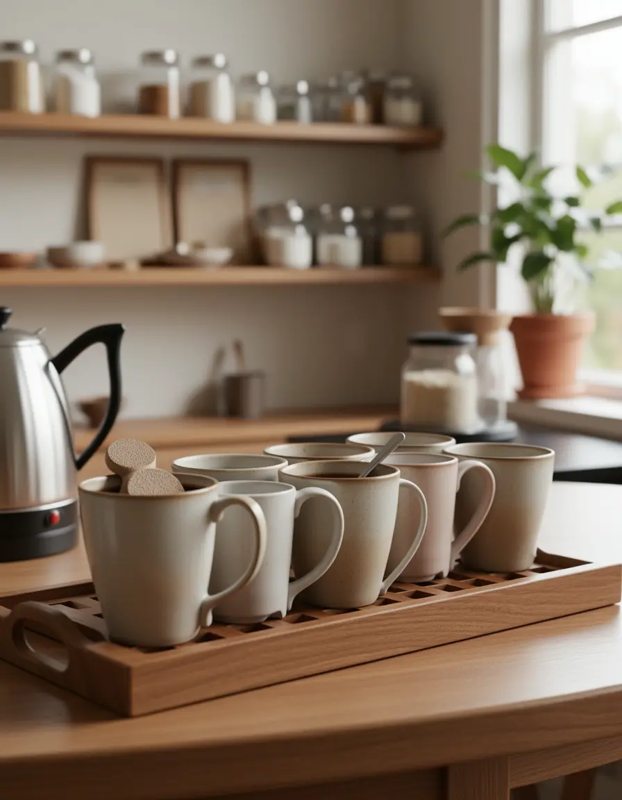 Organizador de estación de café para cápsulas y tazas