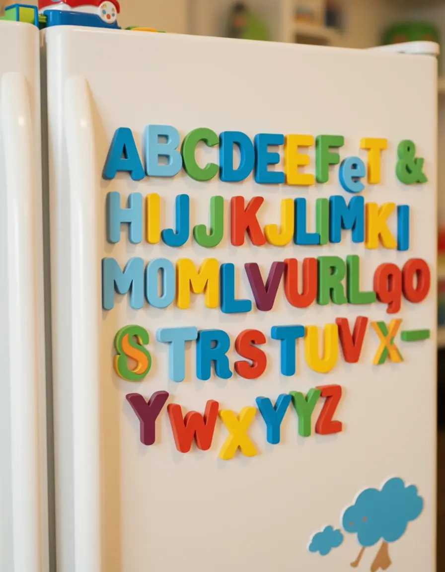Imanes de nevera de juguete con letras del alfabeto de colores
