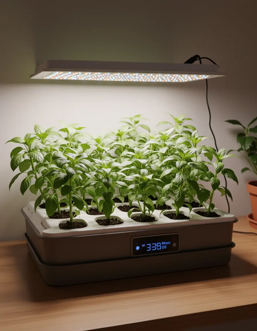 Kit de huerto urbano hidropónico para cocina con luces LED