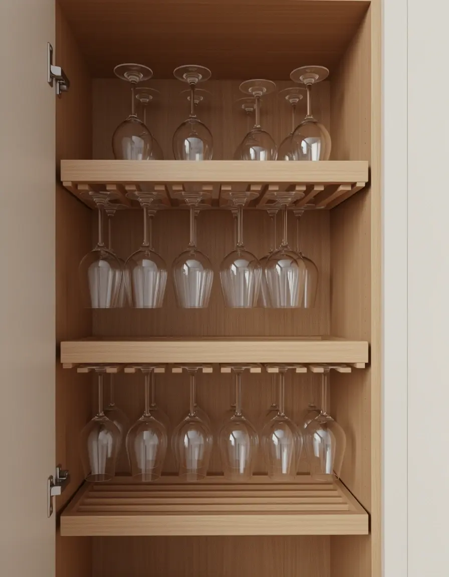 Soporte para copas de vino bajo armario de cocina