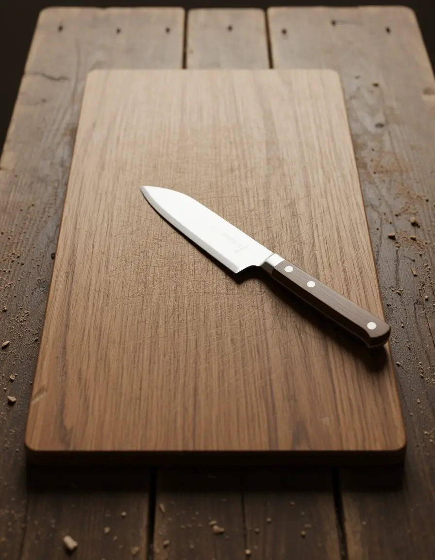 Tabla de quesos de madera rectangular con cuchillo profesional