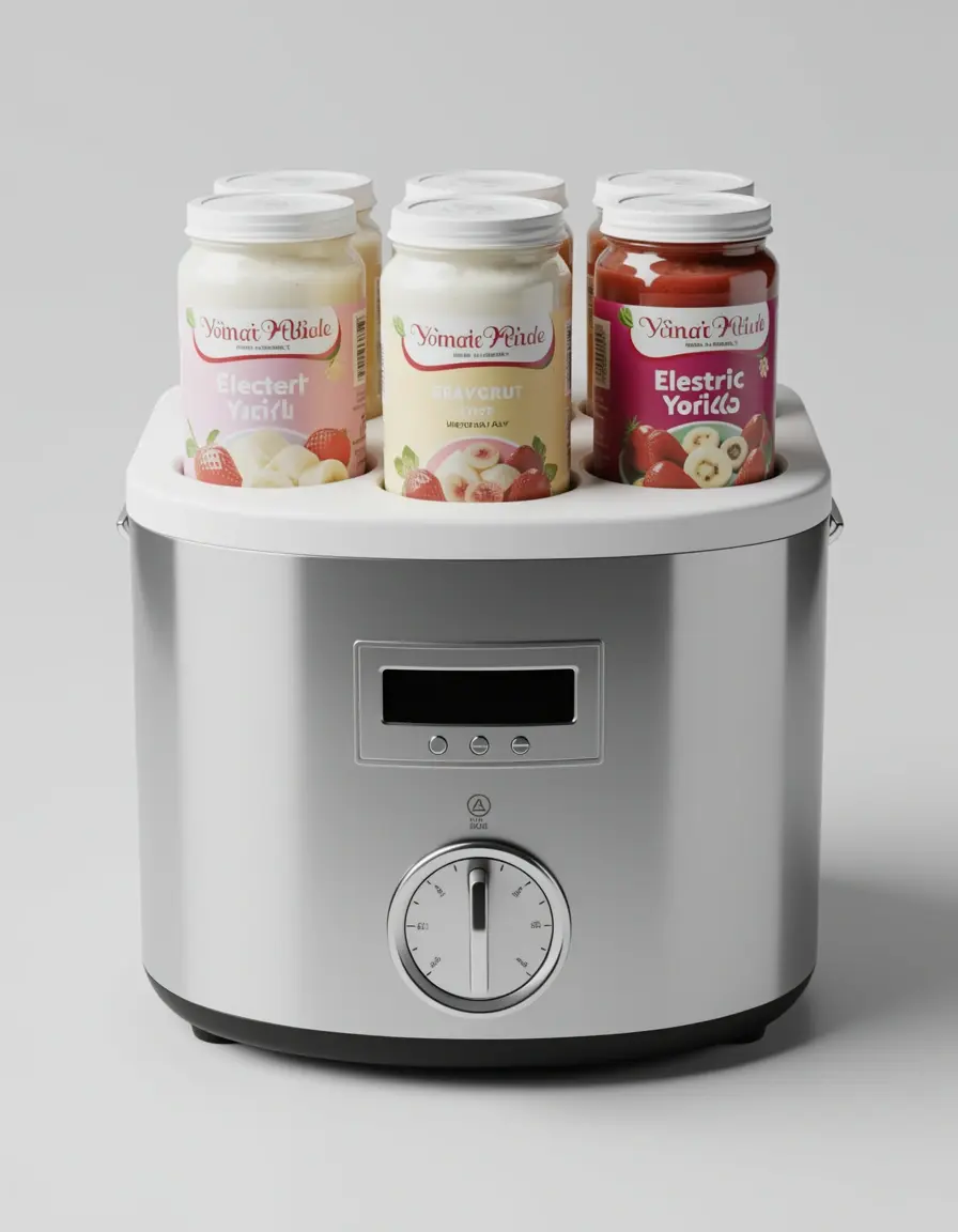 Yogurtera eléctrica con frascos de vidrio listos