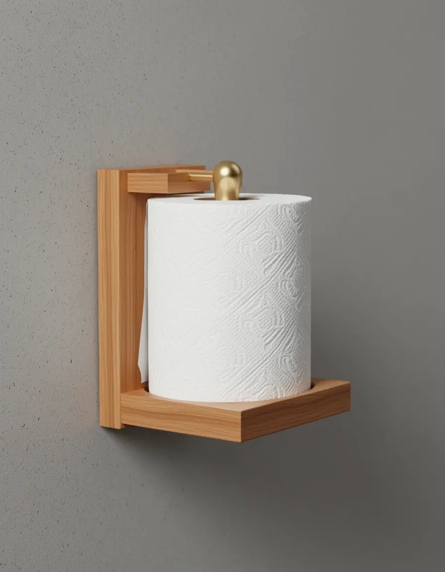 Soporte de bambú para papel de cocina montado en pared