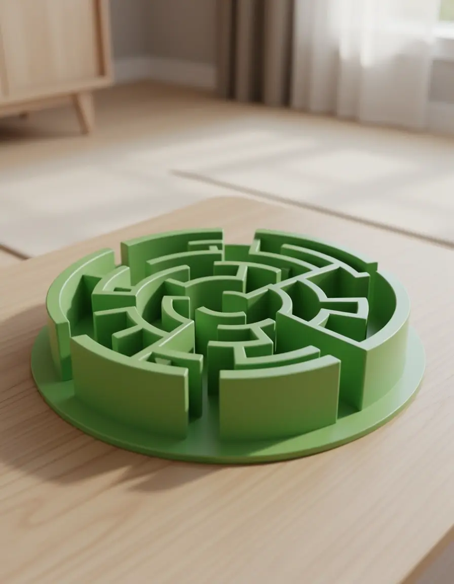 Cuenco de alimentación lenta con diseño de laberinto verde