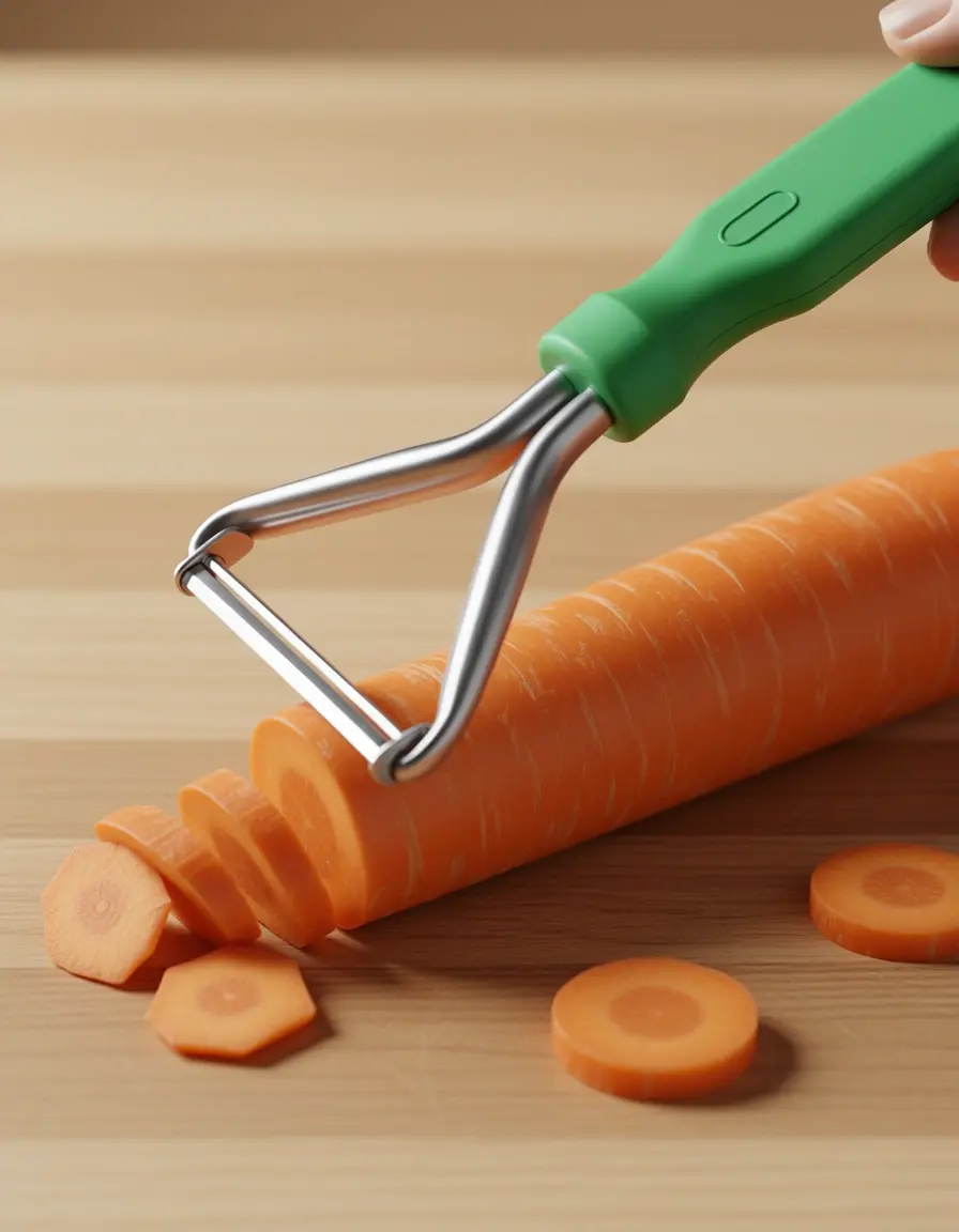 Pelador de vegetales en forma de Y preparando brócoli