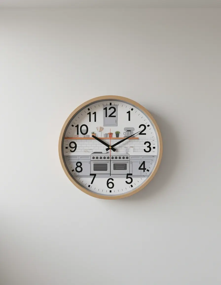 Reloj de pared moderno con temática de cocina para decoraciones en la cocina