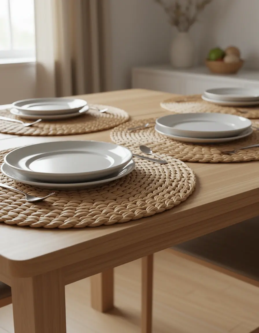 Set de manteles individuales tejidos para mesa de cocina