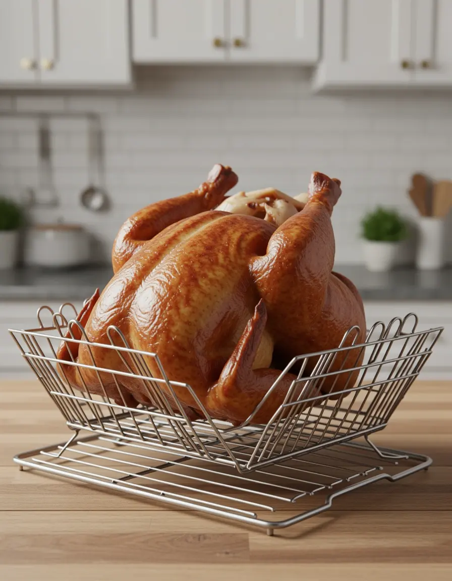 Rejilla de asado metálica en forma de V para carnes y aves