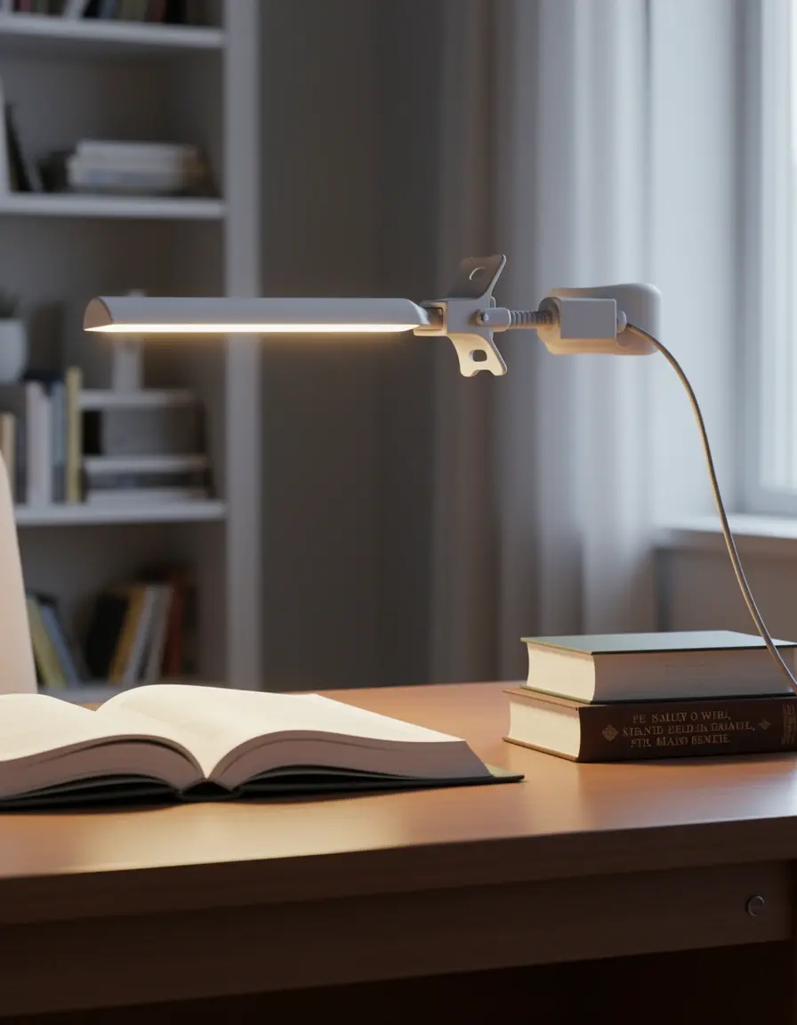 Luz LED de lectura clip-on para libros de cocina