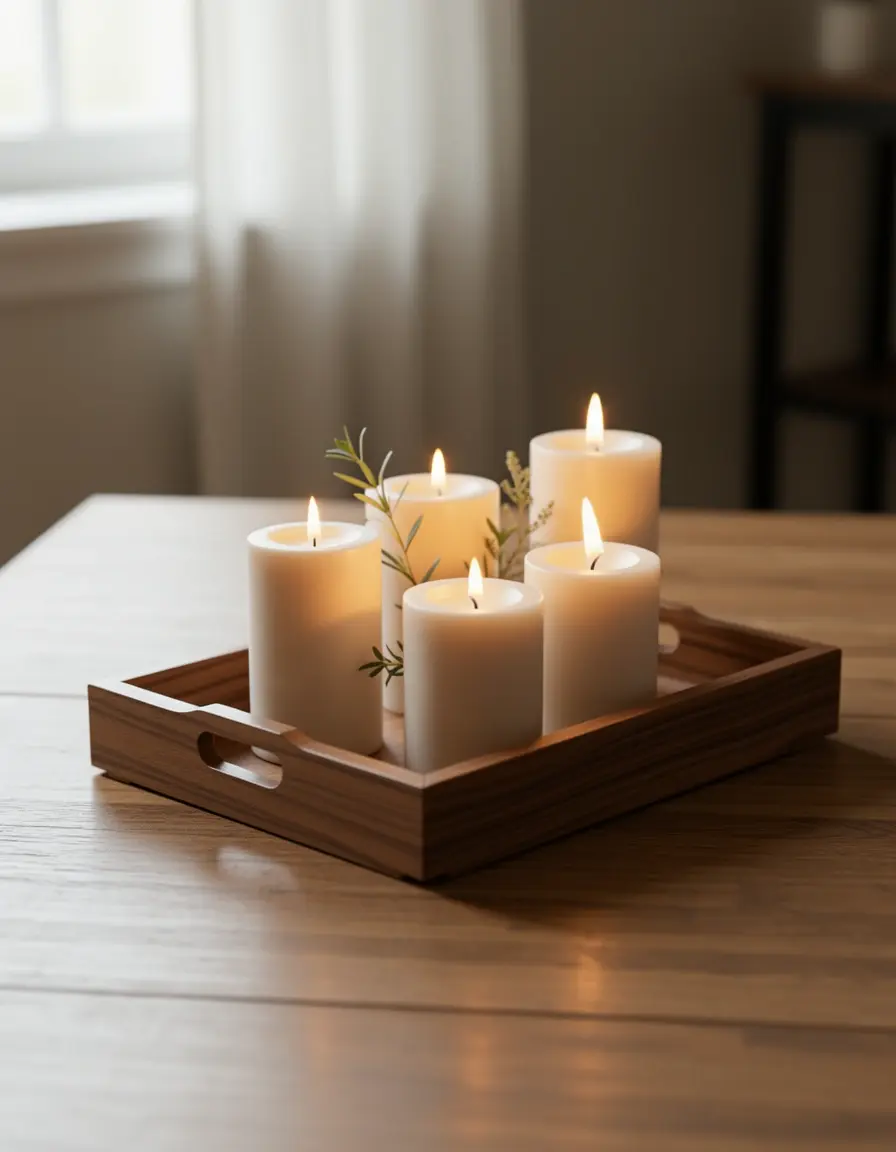 Bandeja de madera decorativa para centro de mesa cocina