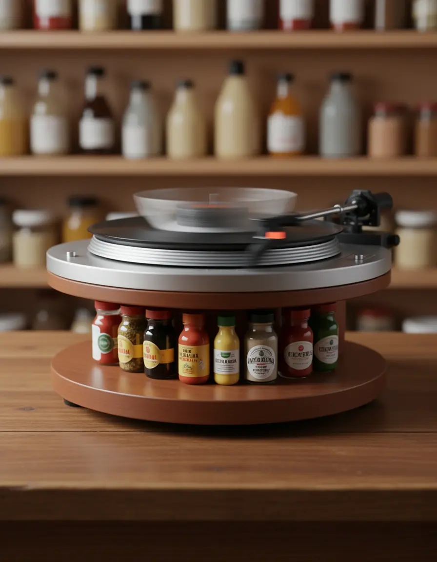 Lazy Susan pequeña para organizar condimentos en mesa cocina