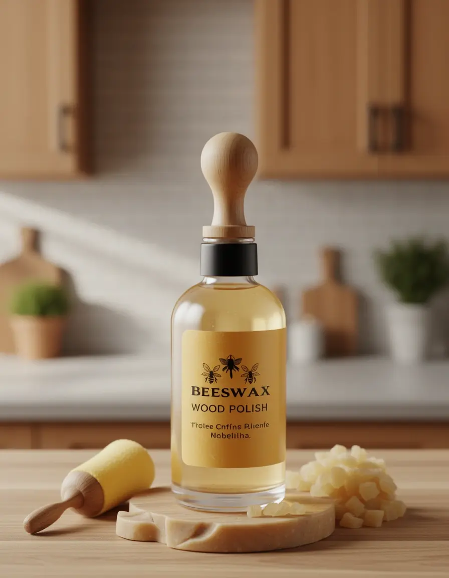 Botella de acondicionador de madera con cera de abejas para mesada de cocina de madera