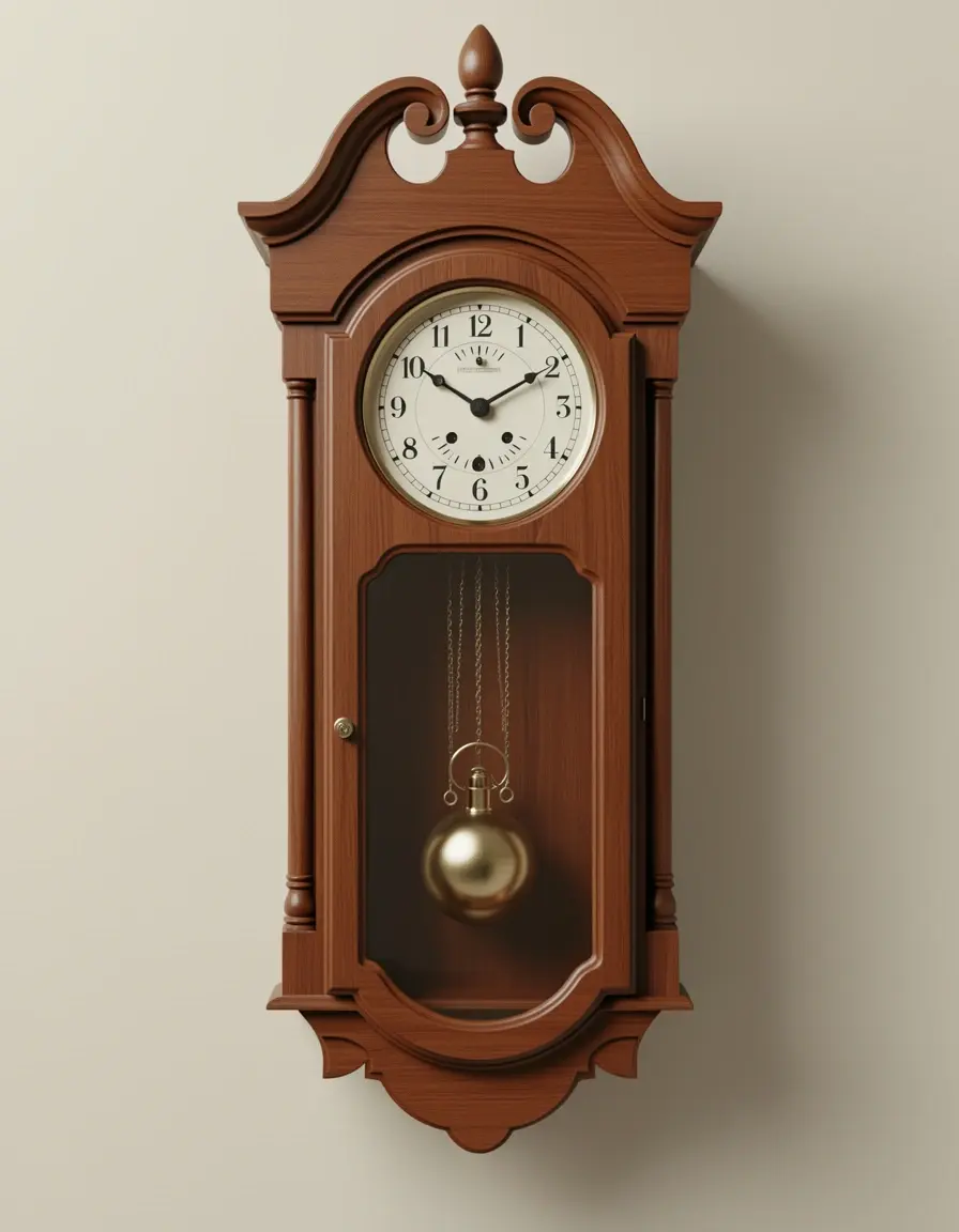Reloj de pared de madera con péndulo estilo clásico