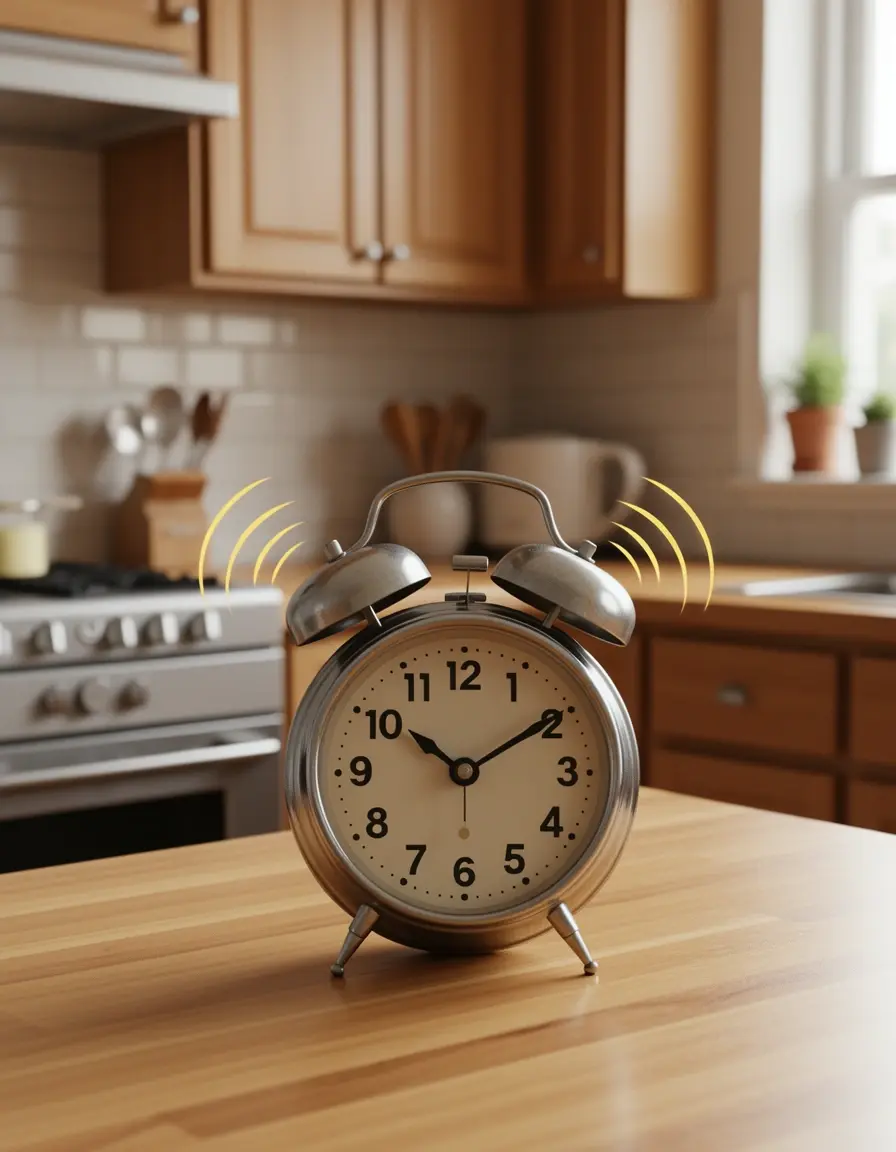 Reloj despertador retro para cocina con campanas