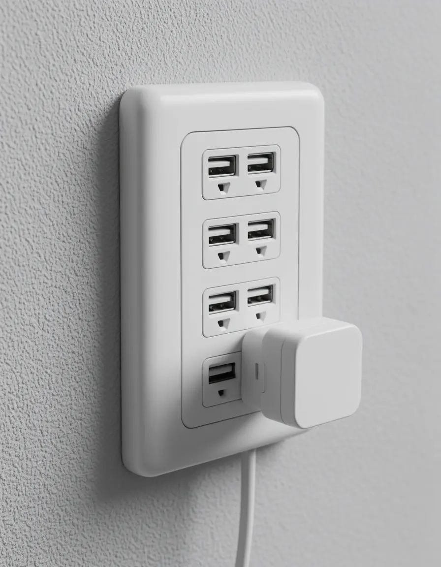 Adaptador de enchufes con puertos USB para cocina moderna