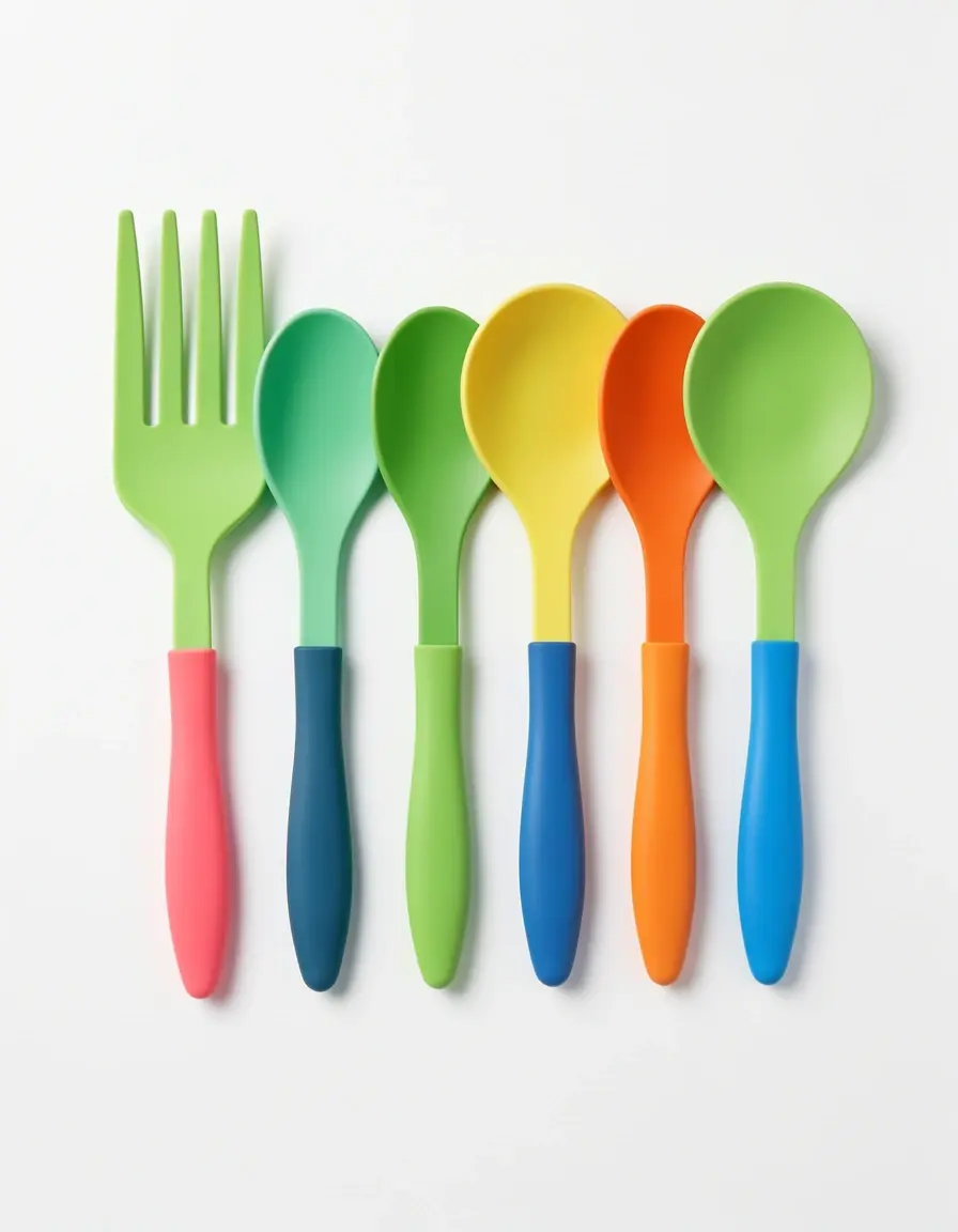 Set de 10 utensilios de cocina de silicona con mangos coloridos