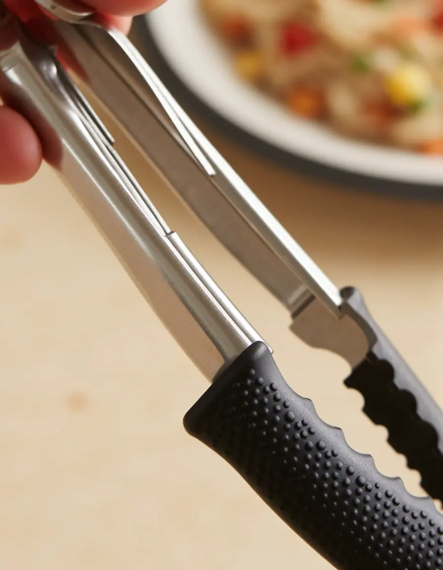 Pinzas de cocina de acero inoxidable con agarre antideslizante