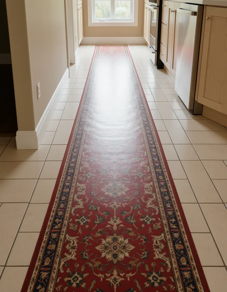 Alfombra pasillera de vinilo larga para cocina