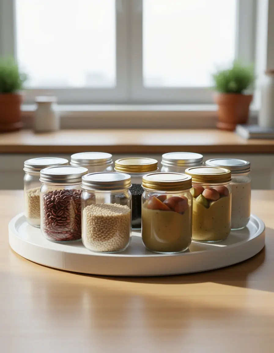Organizador giratorio tipo Lazy Susan para frascos y especias