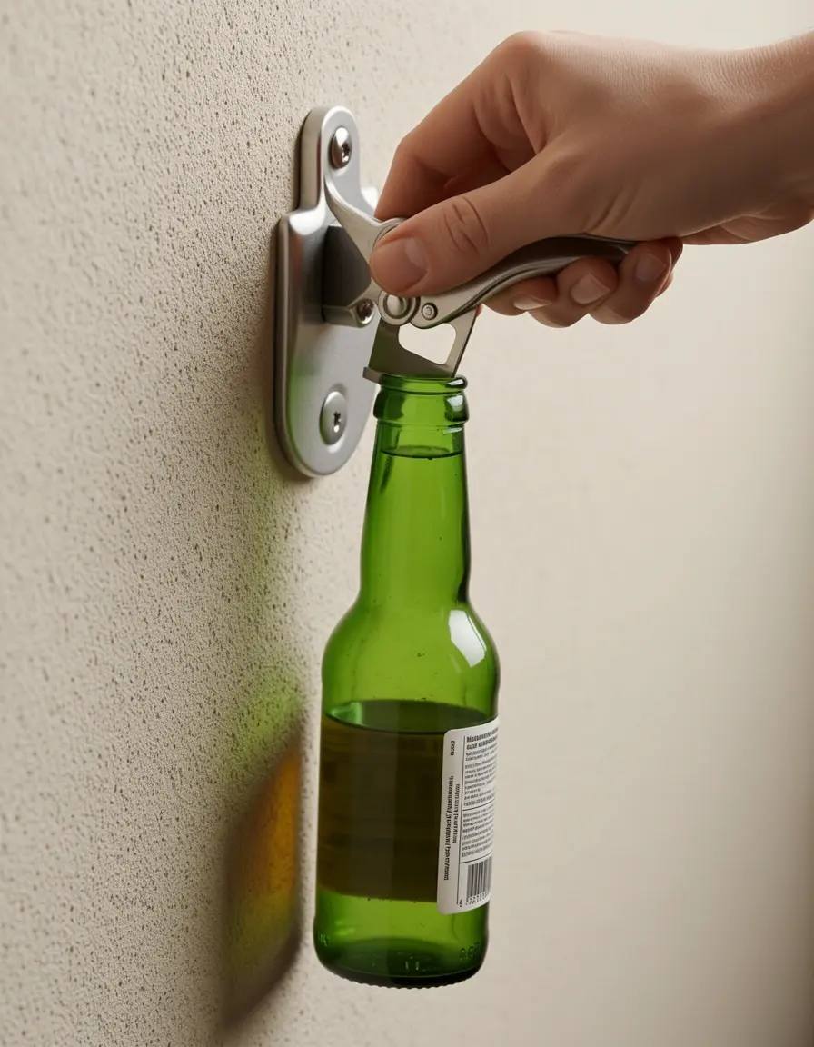 Abridor de botellas de pared estilo rústico para cocina