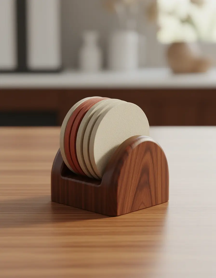 Soporte de madera para posavasos elegante