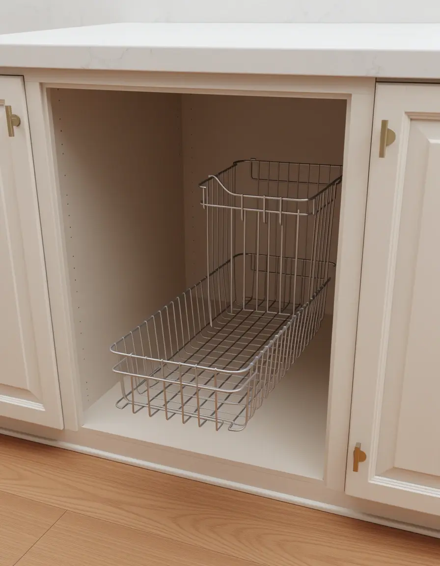 Cesta de alambre extraíble para muebles de cocina bajos